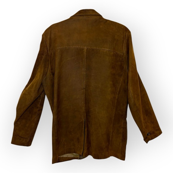 Vintage 70s Berman Buckskin Suede Blazer Men M Brown Leather Western Sport Coat - Picture 3 of 8